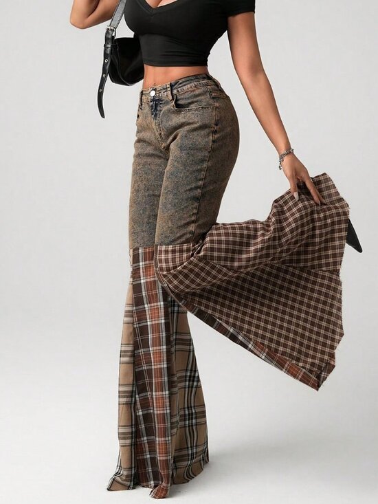 Denim - Multicolor Casual Women's Boho Hippie Bell Bottom Jeans